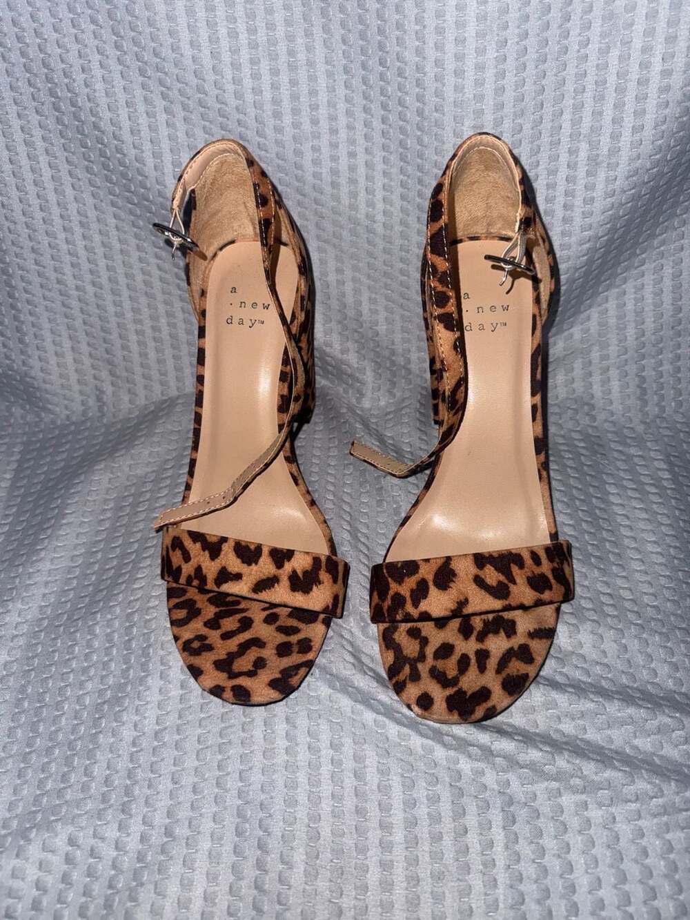 A New Day Ema Women's Leopard Print Ankle Strap Block Heel Sandals - Picture 1 of 4